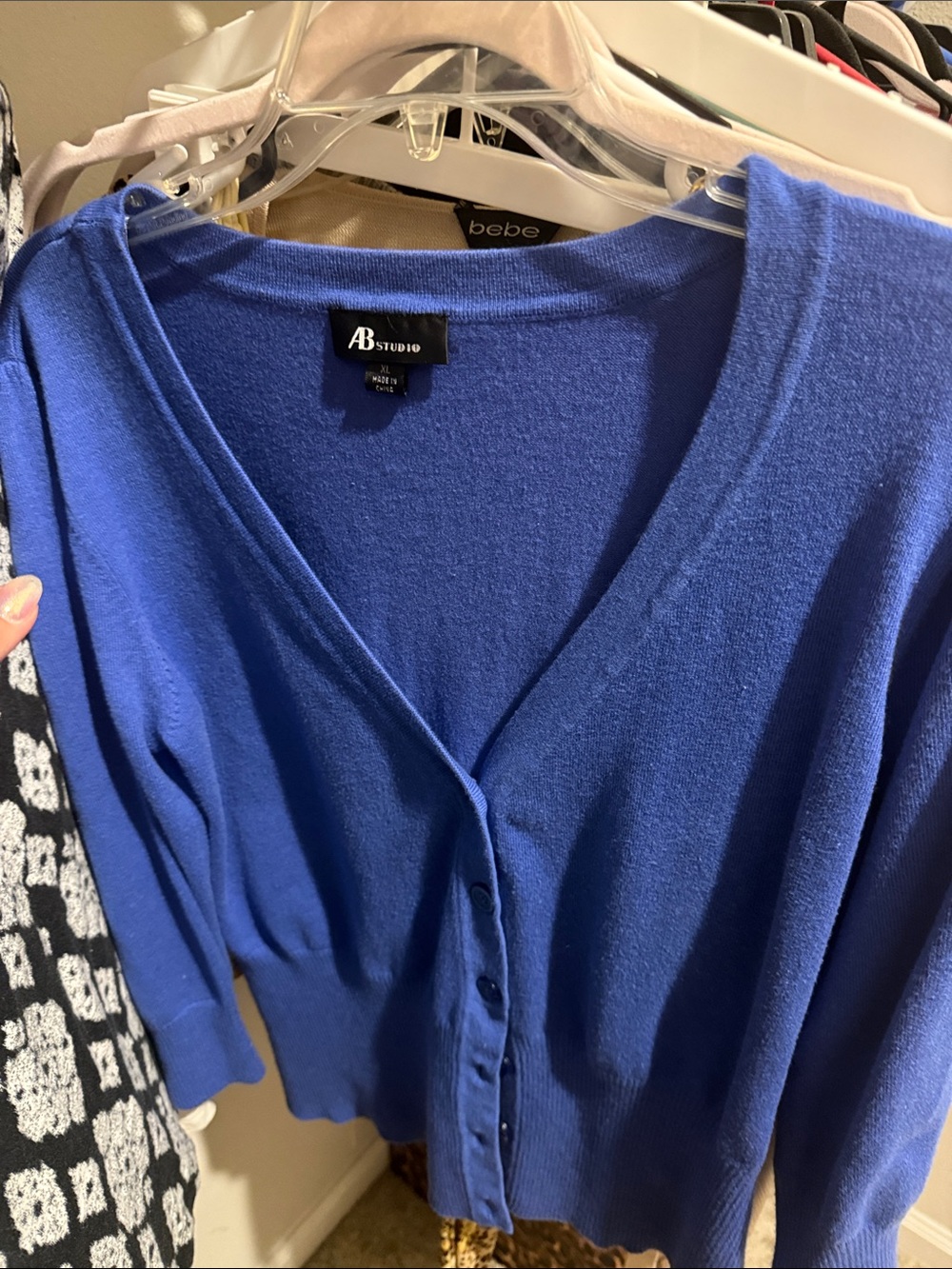 AB Studio Blue V-Neck Button Front Cardigan